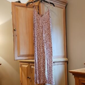 Old Navy Brown and White Patterned Dress